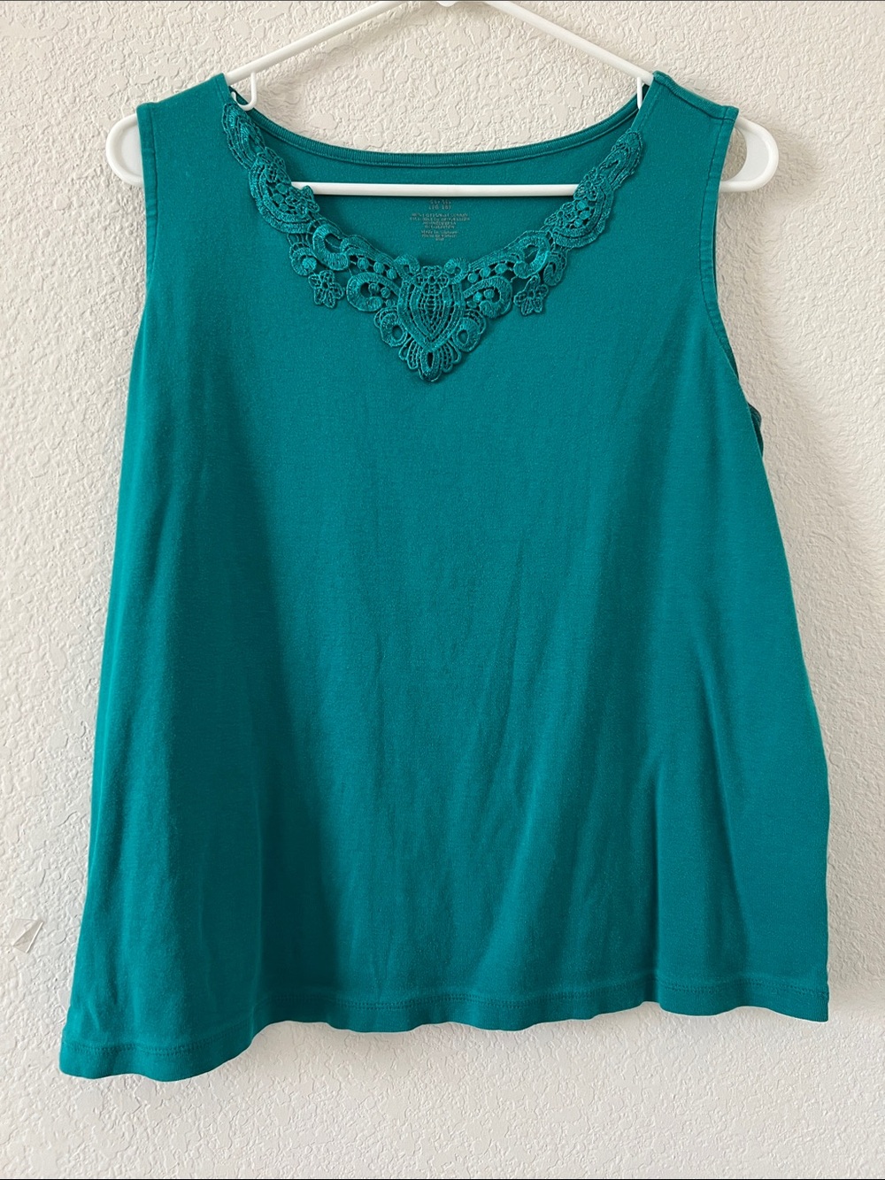 Teal Lace-Trim Sleeveless Women's Top